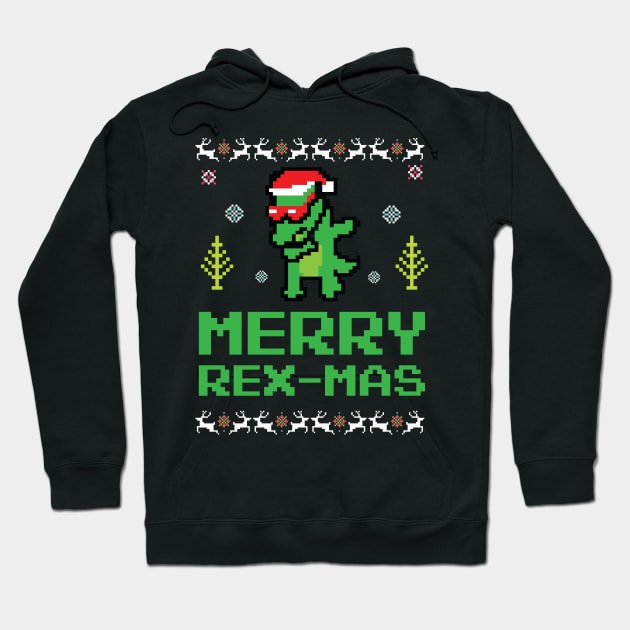 Merry Rex-mas Rexmas Ugly Christmas Dabbing Santa Rex Hoodie by osodesigns